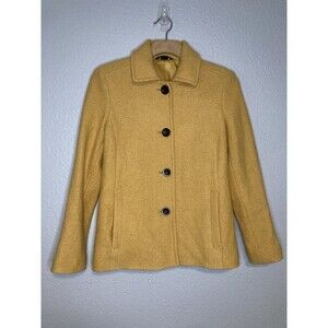 Lands End Womens Wool Blend Jacket Blazer 4P Gold Yellow Academia Career Office